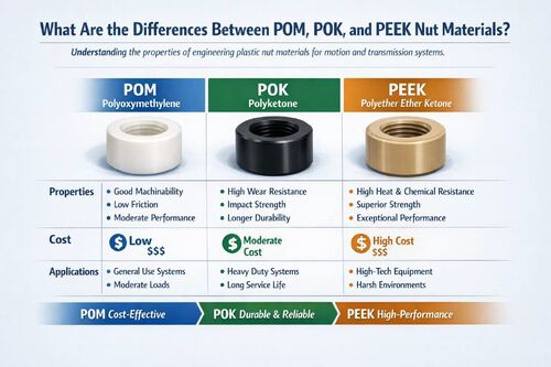Últimos blogs da empresa sobre Qual Material de Porca Devo Escolher: POM, POK ou PEEK