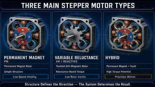 Últimos blogs da empresa sobre Three Main Stepper Motor Types: differences between permanent magnet, variable reluctance and hybrid types