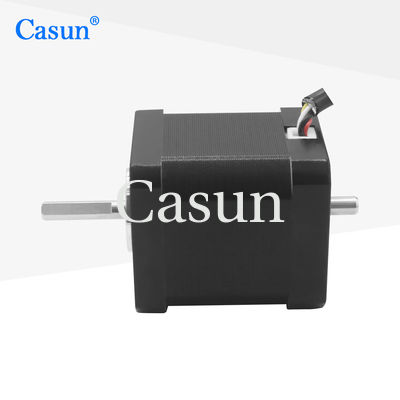 Bom preço NEMA 17 Dual Axis Stepper Motor 48mm Corpo 2.0A 0.59N.m com Equipamento Mecânico Em linha
